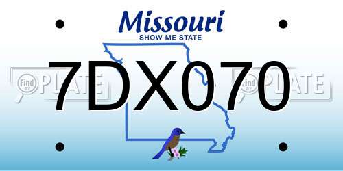 7DX070 Missouri License Plate