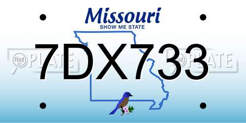 7DX733 Missouri License Plate