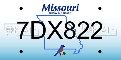 7DX822 Missouri License Plate