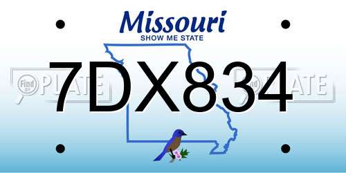 7DX834 Missouri License Plate