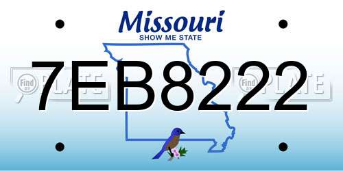 7EB8222 Missouri License Plate