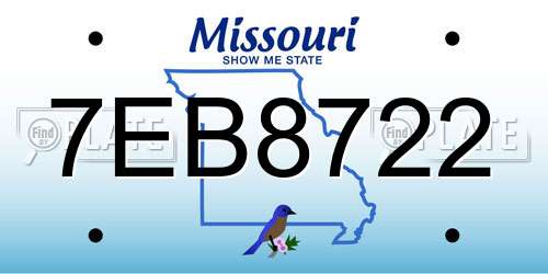 7EB8722 Missouri License Plate