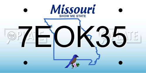 7EOK35 Missouri License Plate