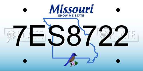 7ES8722 Missouri License Plate