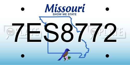 7ES8772 Missouri License Plate