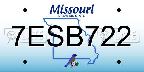 7ESB722 Missouri License Plate
