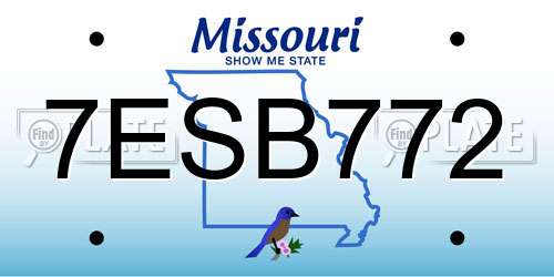 7ESB772 Missouri License Plate