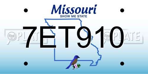 7ET910 Missouri License Plate