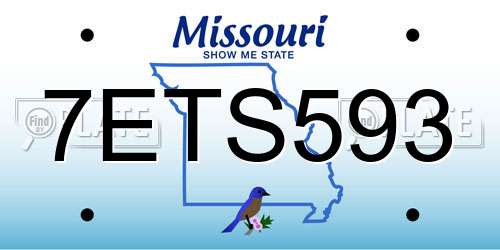 7ETS593 Missouri License Plate