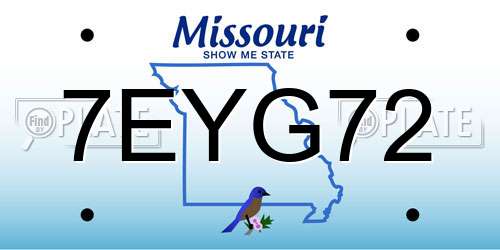 7EYG72 Missouri License Plate