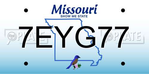 7EYG77 Missouri License Plate