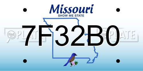 7F32B0 Missouri License Plate