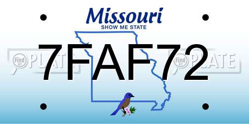 7FAF72 Missouri License Plate