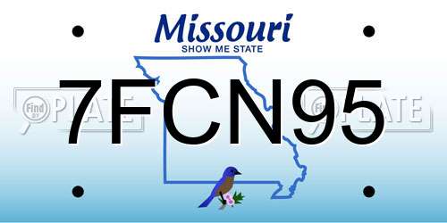 7FCN95 Missouri License Plate