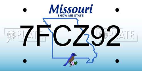 7FCZ92 Missouri License Plate