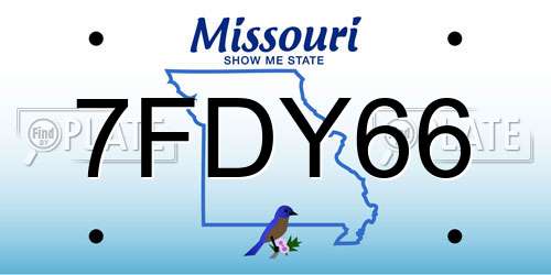 7FDY66 Missouri License Plate