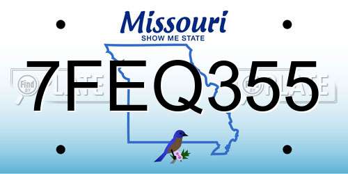 7FEQ355 Missouri License Plate