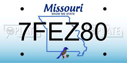 7FEZ80 Missouri License Plate
