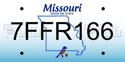 7FFR166 Missouri License Plate