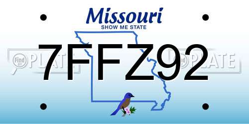 7FFZ92 Missouri License Plate