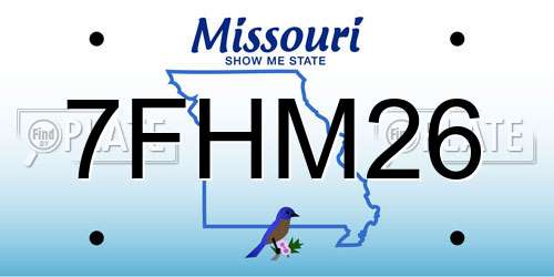 7FHM26 Missouri License Plate