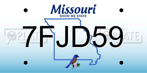7FJD59 Missouri License Plate