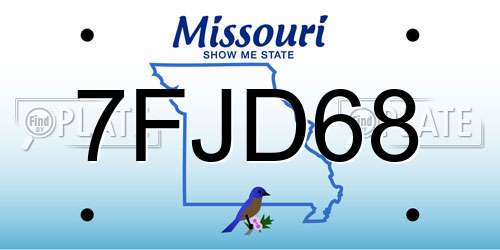 7FJD68 Missouri License Plate