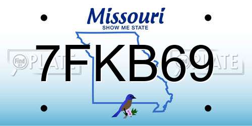 7FKB69 Missouri License Plate