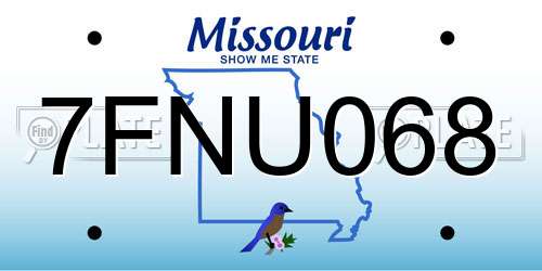 7FNU068 Missouri License Plate
