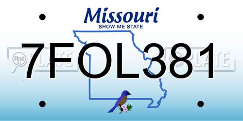 7FOL381 Missouri License Plate