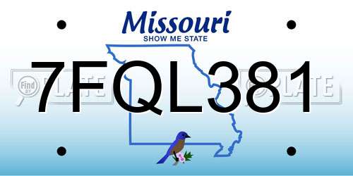 7FQL381 Missouri License Plate
