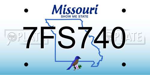 7FS740 Missouri License Plate