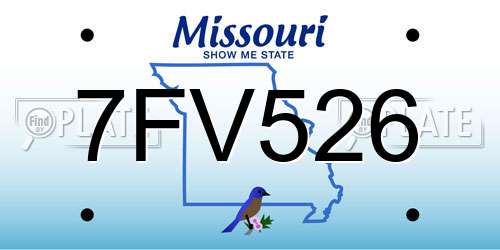 7FV526 Missouri License Plate