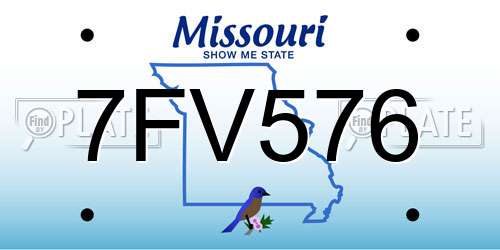 7FV576 Missouri License Plate