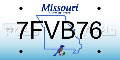 7FVB76 Missouri License Plate