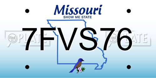 7FVS76 Missouri License Plate