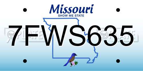 7FWS635 Missouri License Plate