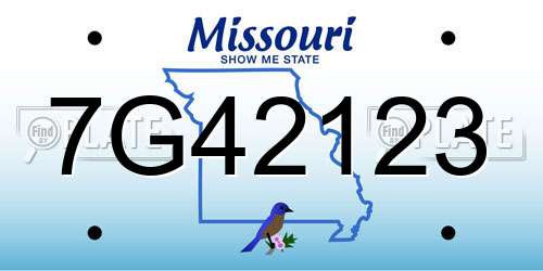 7G42123 Missouri License Plate