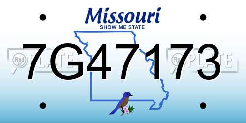 7G47173 Missouri License Plate