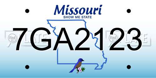 7GA2123 Missouri License Plate