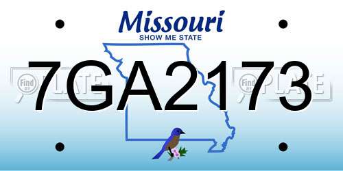 7GA2173 Missouri License Plate
