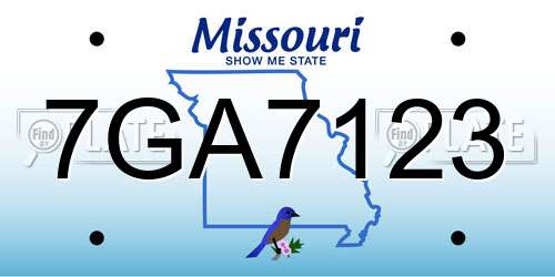 7GA7123 Missouri License Plate