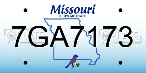 7GA7173 Missouri License Plate