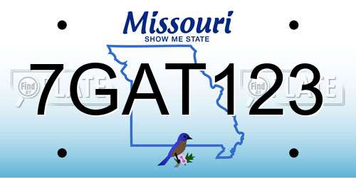 7GAT123 Missouri License Plate