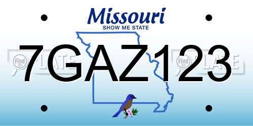 7GAZ123 Missouri License Plate