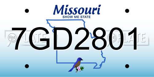 7GD2801 Missouri License Plate