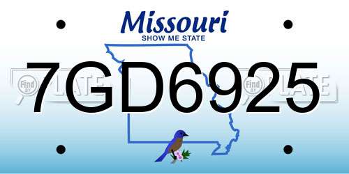 7GD6925 Missouri License Plate