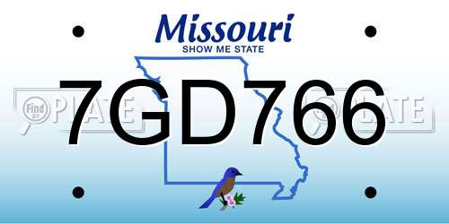 7GD766 Missouri License Plate