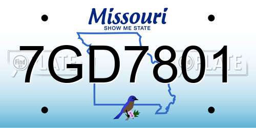 7GD7801 Missouri License Plate