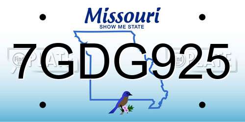 7GDG925 Missouri License Plate